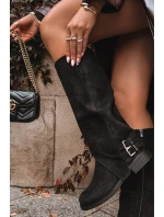 Zateplené dámské kozačky s klipsy černé Umbria