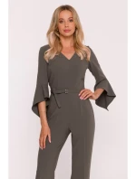 S416 Kombinéza s volánkovými rukávy - khaki barva