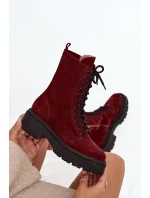 Dámské workery z pravého semiše Zazoo - bordó