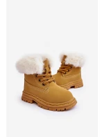 Dětské Trapery Botky na Zip s Kožešinou Camel Gerande