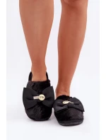 Dámské Pantofle S Kožíškem A Mašlí Černé Olfedi