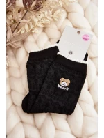 Vzorované dámské ponožky s medvídkem, černé Vzorované dámské ponožky s medvídkem, černé