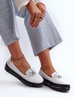 Dámské kožené mokasíny na platformě S.Barski bílá