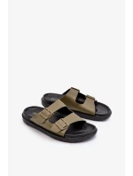 Lehké pánské pantofle s přezkami Big Star Tmavě zelená Lehké pánské pantofle s přezkami Big Star Tmavě zelená