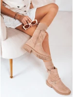 Dámské semišové béžové kozačky FashionStreet ZY1217