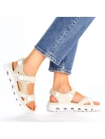 Pohodlné sandály na suchý zip Rieker W RKR691 beige