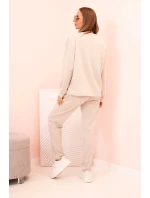 Komplet dámský máslový mikina a kalhoty s gumou béžový