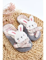 Dětské pantofle na tlusté podrážce králíčci šedé Dasca