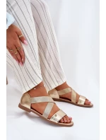 Dámské ploché sandály s elastickými pásky zlaté Marinea