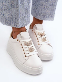 Dámské kožené tenisky na platformě s kolíky D&A White