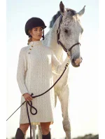 Dámské svetrové šaty M635 béžové - Made Of Emotion