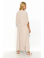 Denní šaty M835 béžové 4XL-5XL - Makadamia
