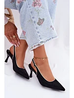 Dámské sandály na podpatku s lemovkou Černé Relmira