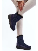 Dámské sněhule s kožíškem, Navy Blue Primose