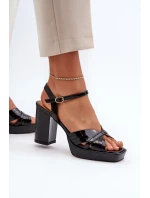 Patentované dámské sandály na vysokém podpatku Černá D&A Patentované dámské sandály na vysokém podpatku Černá D&A