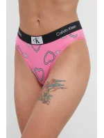 Dámské kalhotky 000QF7480E KCC růžové se srdíčky - Calvin Klein