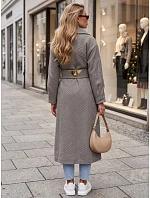 Dlouhý dámský kabát s páskem v přechodové sezóně, kávová barva, FashionStreet NY0774 Dlouhý dámský kabát s páskem v přechodové sezóně, kávová barva, FashionStreet NY0774