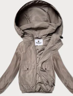 Tmavě béžová tenká krátká dámská bunda s podšívkou Glakate (LU98017#)