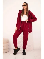 Dámská bavlněná souprava s kapucí a zipem bordová Dámská bavlněná souprava s kapucí a zipem bordová