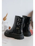 Dětské lakované boty se spony černé Chloraia