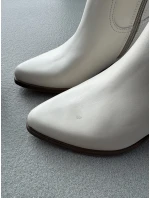 Kožené Holinky Před Kolena Na Podpatku Bílé Zazoo 3675