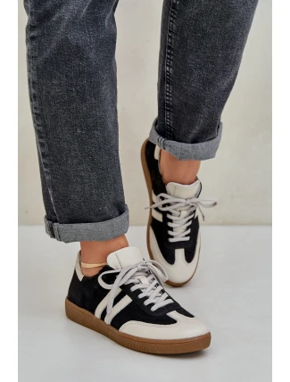 Zazoo N1068 Kožené Nízké Tenisky Dámské Černé