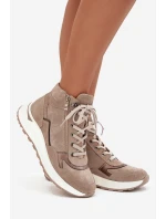 Dámské sportovní kotníkové boty na platformě z přírodního semiše Zazoo Z1239 béžové