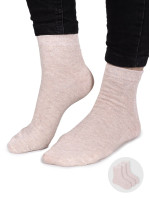 Yoclub Dívčí ponožky hladké se stříbrnou nití 3-pack SKA-0025G-6700 Beige