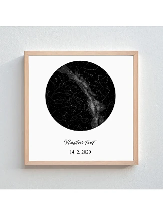 Personalizovaný magický fotoobraz v rámu - čtverec 20x20 - hvězdná mapa Personalizovaný magický fotoobraz v rámu - čtverec 20x20 - hvězdná mapa