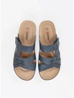 Komfortní  nazouváky dámské modré na plochém podpatku