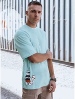 Pánské tyrkysové tričko s potiskem FashionStreet RX5509