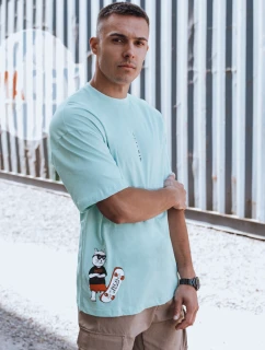 Pánské tyrkysové tričko s potiskem FashionStreet RX5509