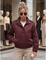 Dámská semišová bomberka v bordó barvě FashionStreet TY6066 Dámská semišová bomberka v bordó barvě FashionStreet TY6066
