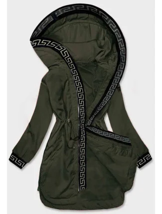 Tenká dámská bunda v khaki barvě s ozdobnou lemovkou (B8142-11) Tenká dámská bunda v khaki barvě s ozdobnou lemovkou (B8142-11)