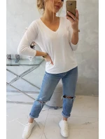 Halenka s výstřihem do V bílá