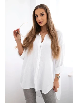 Bavlněná mušelínová košile bílý