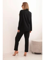 Dámská souprava s viskózou a ozdobami a elastickými kalhotami černý