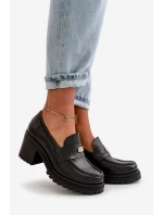 Zazoo 20168 Elegantní Dámské Polobotky Na Podpatku Přírodní Kůže Černá