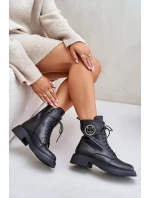Kožené botky worker s teplou podšívkou na zip černé Elosie