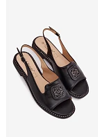 Dámské sandály na nízkém podpatku s ozdobou S.Barski KV61-6016 Černé