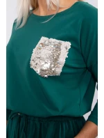 Šaty s flitrovou kapsou zelené Šaty s flitrovou kapsou zelené