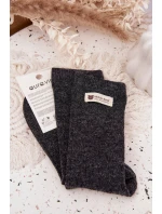 Teplé Vlněné Dámské Punčochy S Nášivkou Tmavě šedé