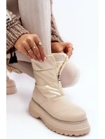 Dámské sněhule na silné podrážce se zipem GOE béžová