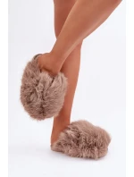 Futrzane Dámské Pantofle Tmavě béžové Wladisa
