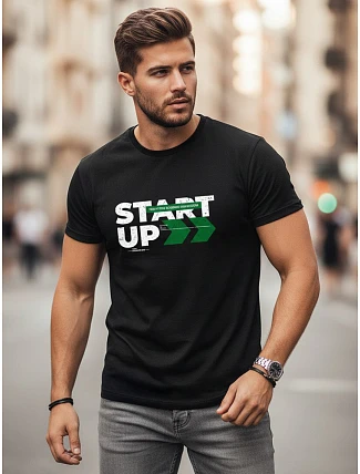 Pánské bavlněné tričko s potiskem ve streetovém stylu černé FashionStreet NX0150R