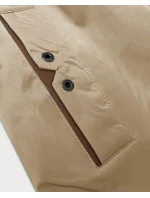 Tmavě béžová jednoduchá dámská bunda s kapucí LHD (LHD-24590)