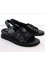 Dámské zvýšené sandály s gumou černé Jezzi RMR2267-2
