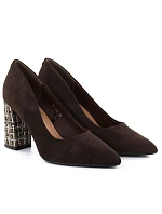 Čokoládové semišové lodičky na jehlovém podpatku Sergio Leone PB216