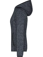 Daiber JN 588 Dámská pletená fleecová bunda s kapucí 02.0588 dark melange/black Daiber JN 588 Dámská pletená fleecová bunda s kapucí 02.0588 dark melange/black