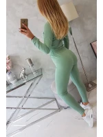 Sada s řasením na halence tmavě mátové barvy Sada s řasením na halence tmavě mátové barvy